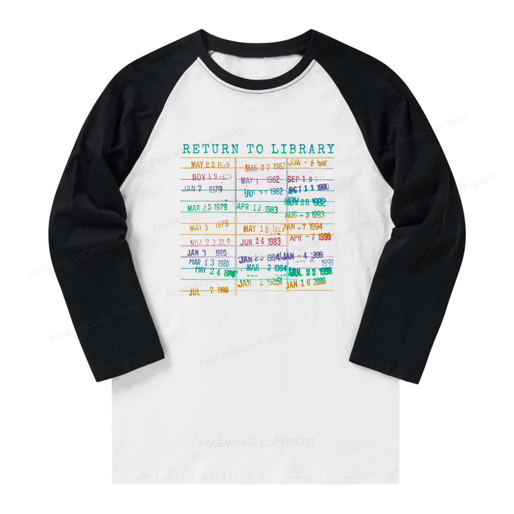 Pagewings Vintage Library Rainbow Long Sleeve Raglan T-shirt