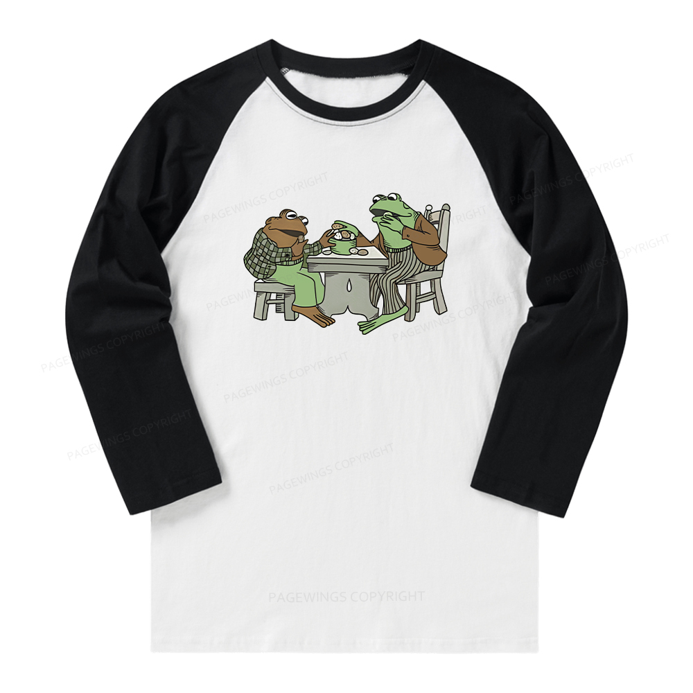 Pagewings Frog Eat Cookies Long Sleeve Raglan T-shirt