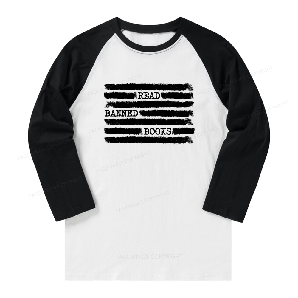 Pagewings Read Banned Books Bookworm Librarian Long Sleeve Raglan T-shirt