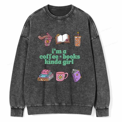Pagewings I 'm A Coffee Books Kinda Girl Unisex Washed Sweatshirt