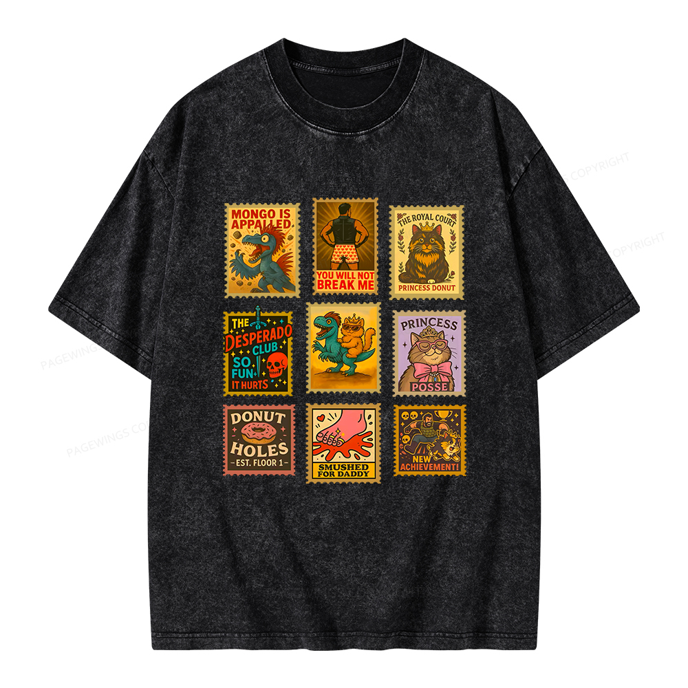 Pagewings Vintage Stamp Unisex Washed T-shirt