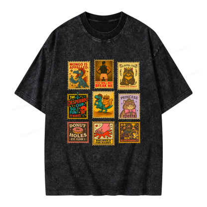 Pagewings Vintage Stamp Unisex Washed T-shirt