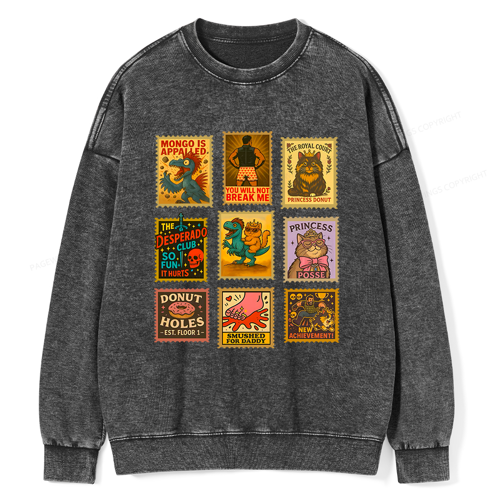 Pagewings Vintage Stamp Unisex Washed Sweatshirt