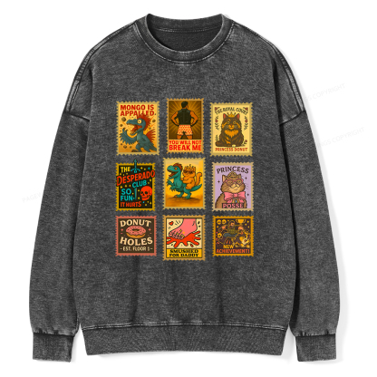 Pagewings Vintage Stamp Unisex Washed Sweatshirt