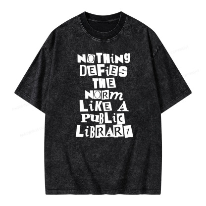 Pagewings Nothing defies the norm like a public library Unisex Washed T-shirt