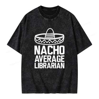 Pagewings Nacho Average Librarian Unisex Washed T-shirt