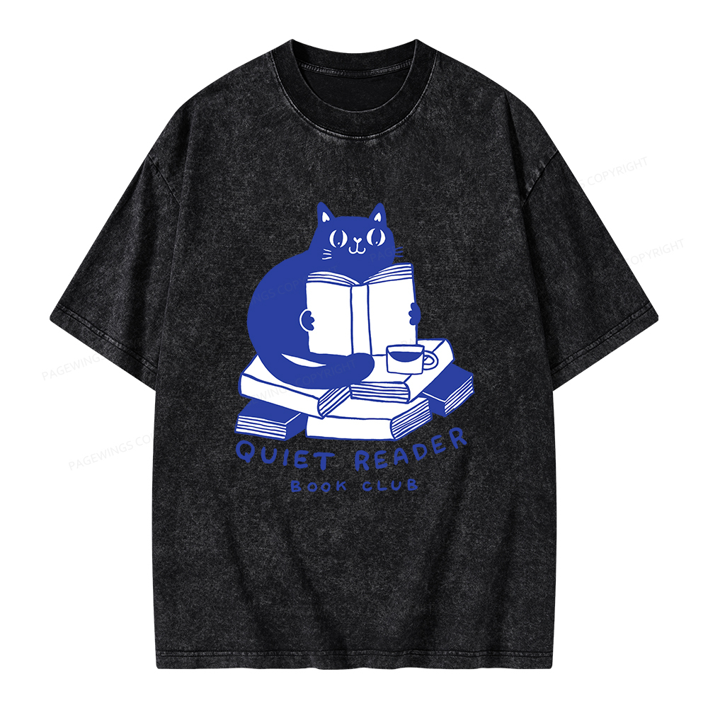 Pagewings Quiet Reader Book Club  Unisex Washed T-shirt