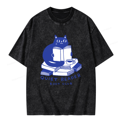 Pagewings Quiet Reader Book Club  Unisex Washed T-shirt