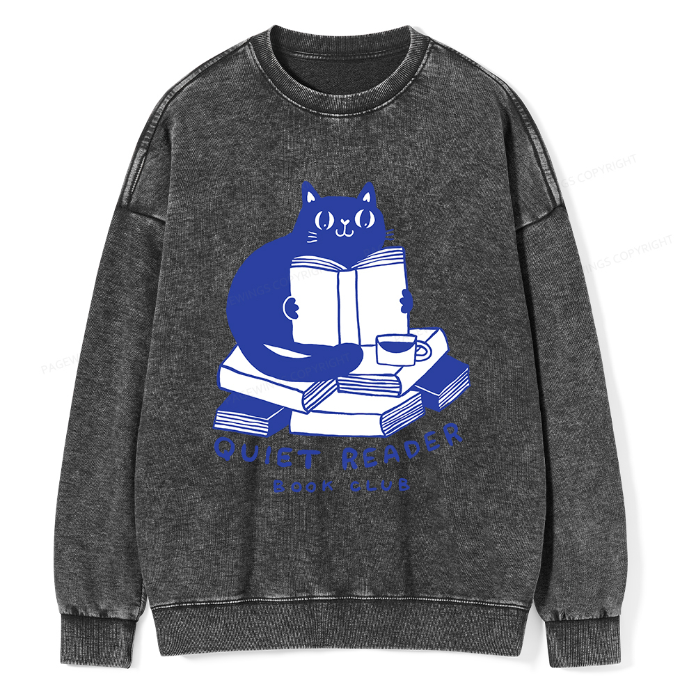 Pagewings Quiet Reader Book Club  Unisex Washed Sweatshirt