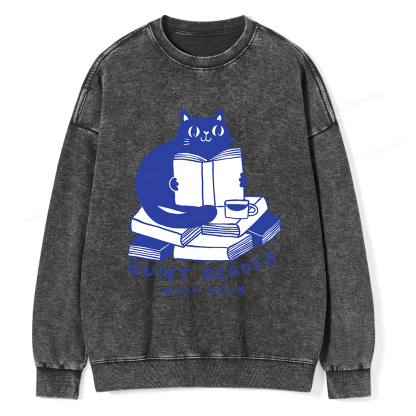 Pagewings Quiet Reader Book Club  Unisex Washed Sweatshirt