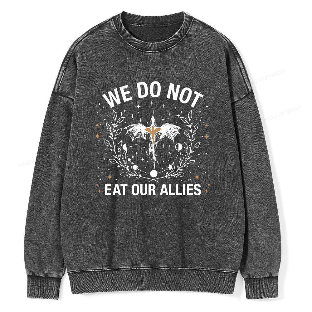 Pagewings We Do Not Eat Our Allies Unisex Washed Sweatshirt