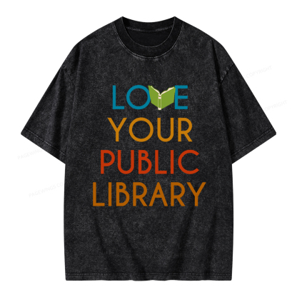 Pagewings Love Your Public Library Unisex Washed T-shirt