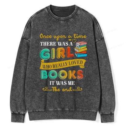 Pagewings There Was A Girl Who Loved Books T-Shirt Unisex Washed Sweatshirt