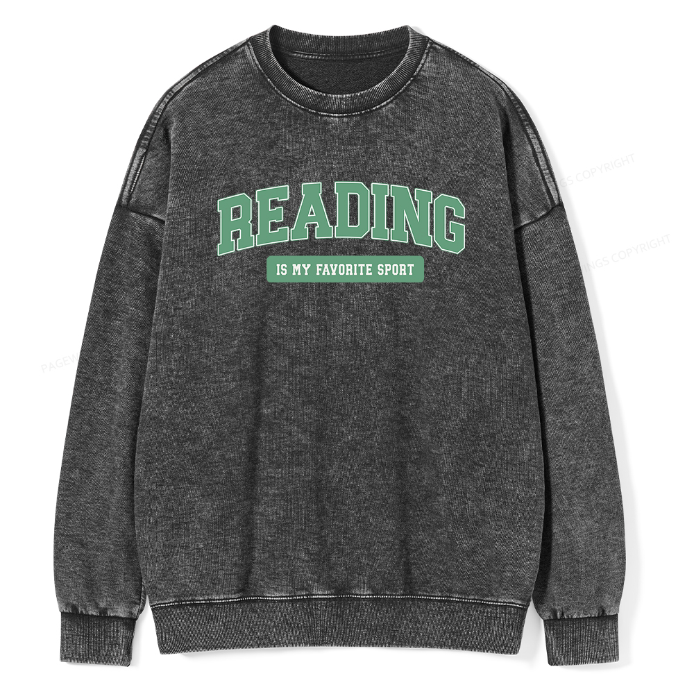 Pagewings Reading Is My Favorite Sport Unisex Washed Sweatshirt