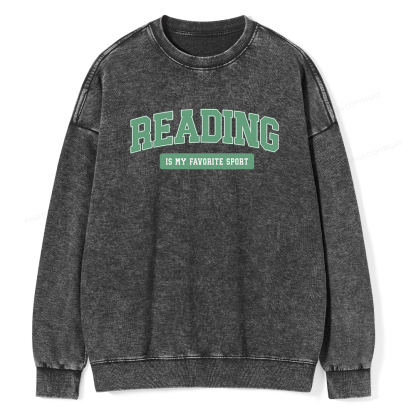 Pagewings Reading Is My Favorite Sport Unisex Washed Sweatshirt