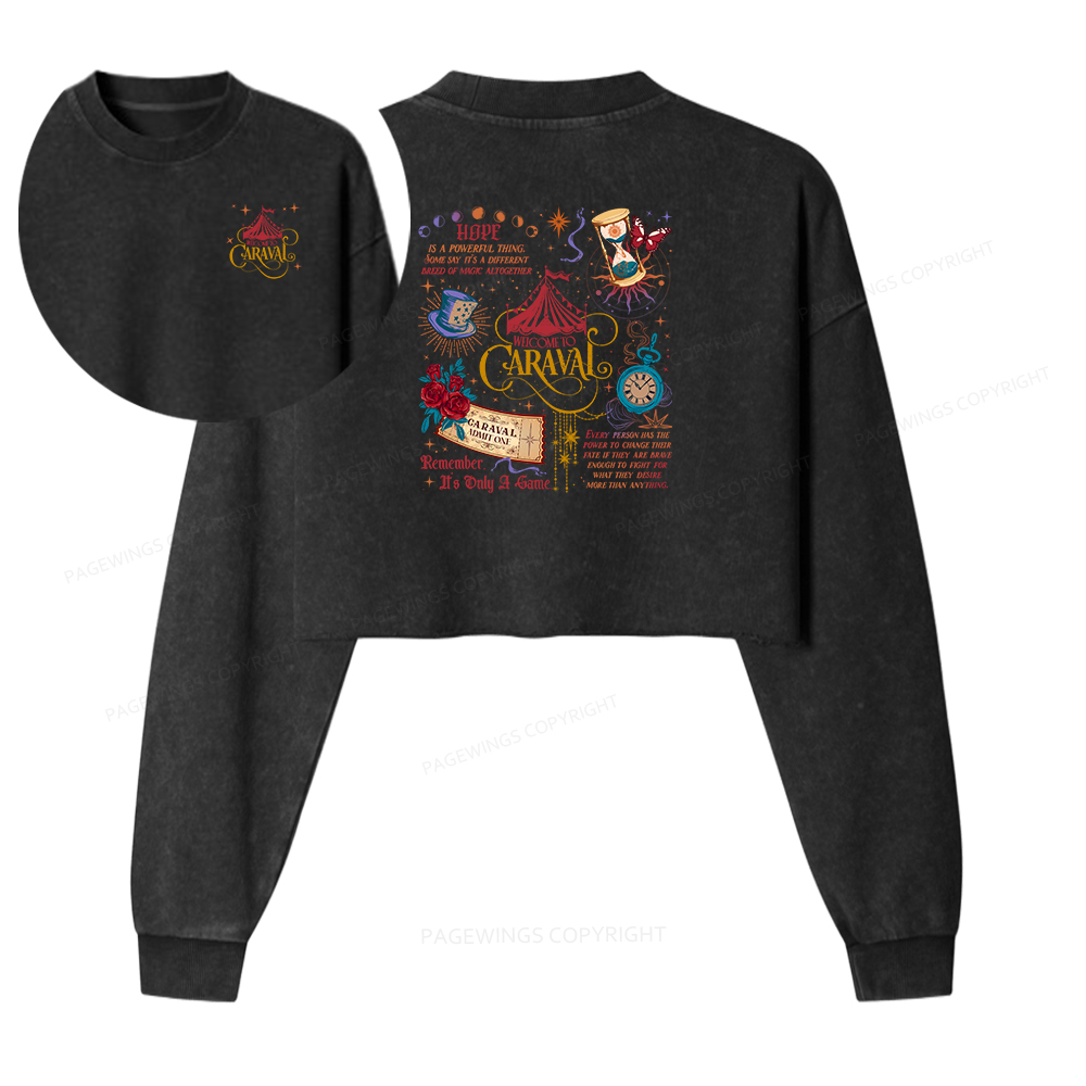 Pagewings Bookish Fantasy Women Washed Crop Sweatshirt