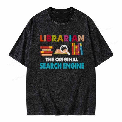 Pagewings Librarian Tees The Original Search Engine Book Unisex Washed T-shirt