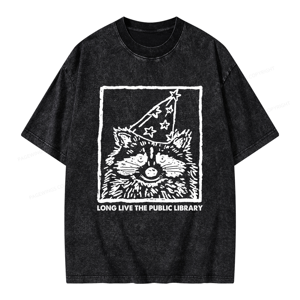 Pagewings Long Live The Public Library Unisex Washed T-shirt