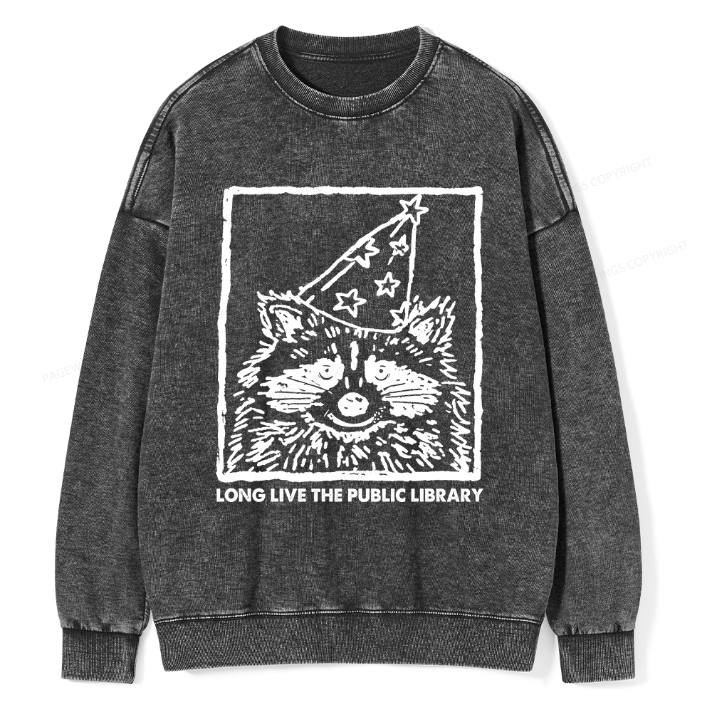 Pagewings Long Live The Public Library Unisex Washed Sweatshirt