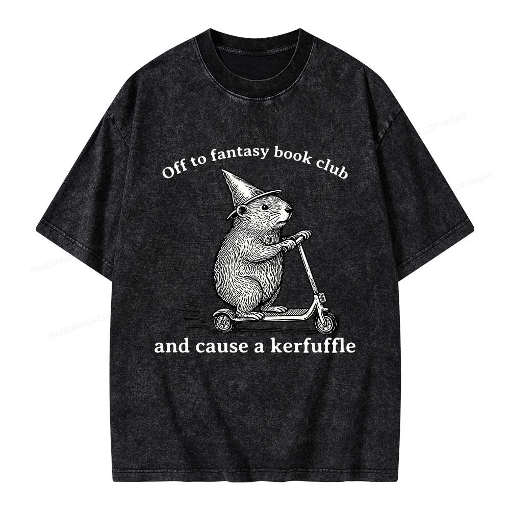 Pagewings Off To Fantasy Book Club Unisex Washed T-shirt