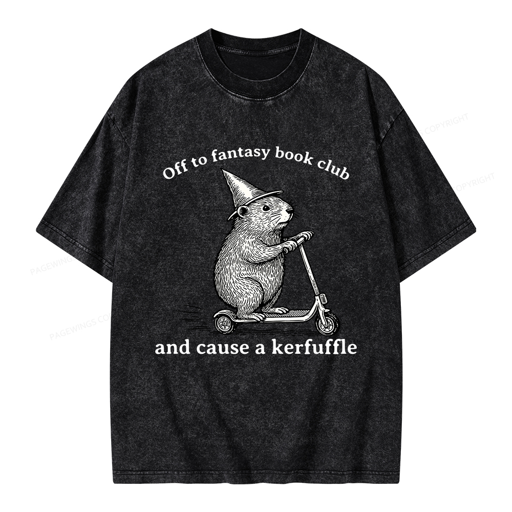 Pagewings Off To Fantasy Book Club Unisex Washed T-shirt