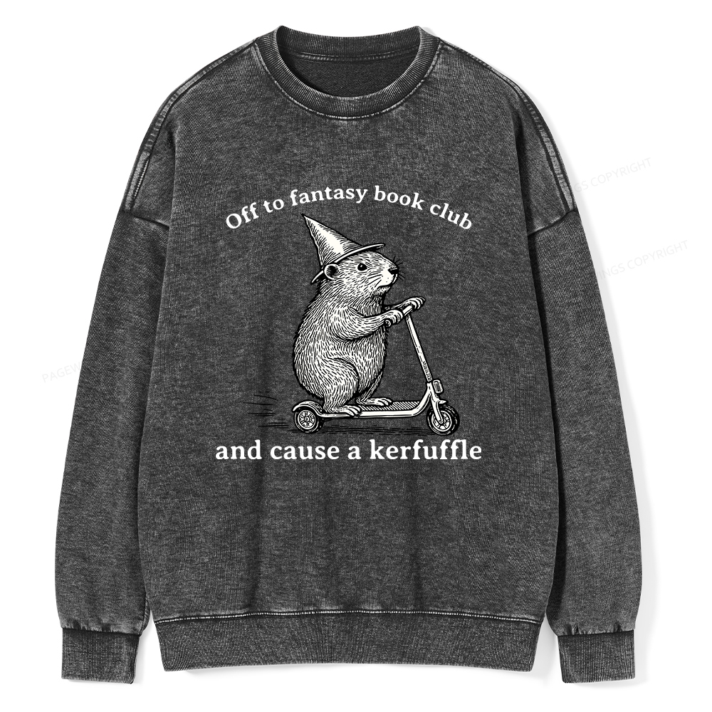 Pagewings Off To Fantasy Book Club Unisex Washed Sweatshirt