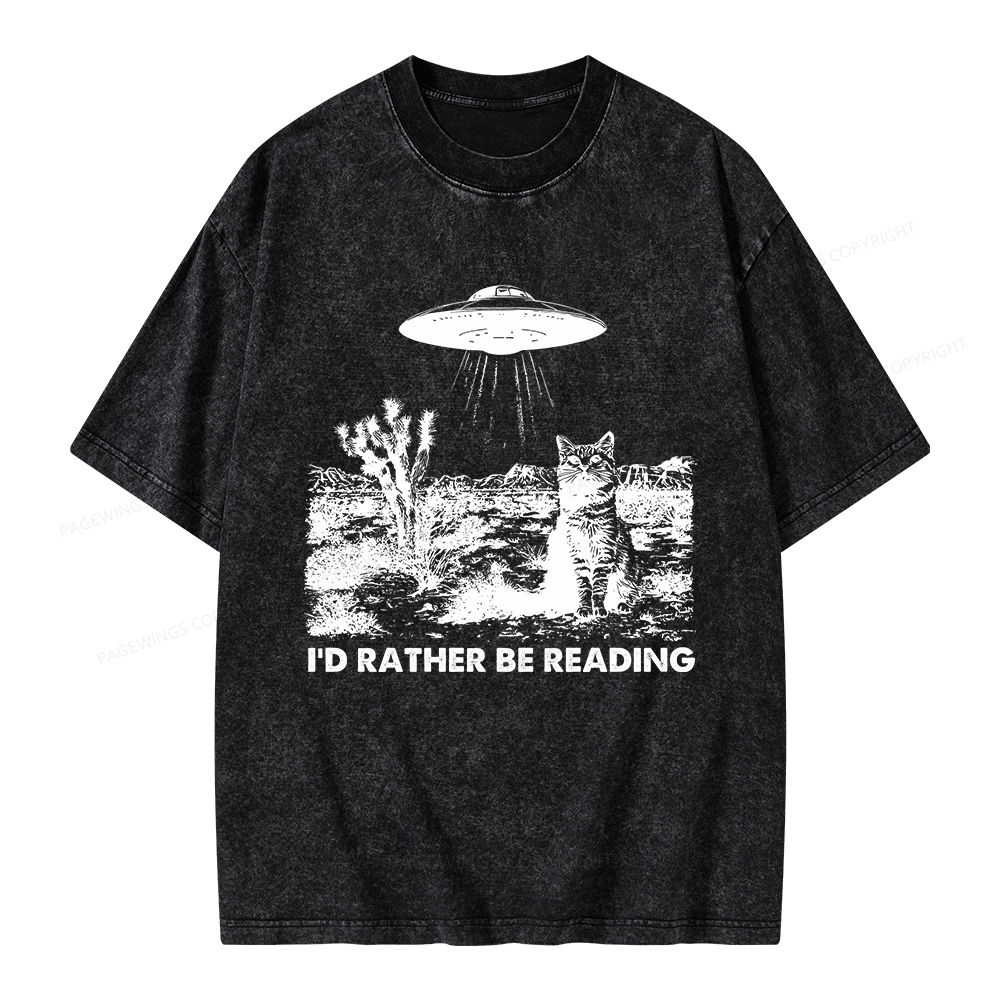 Pagewings I'd Rather Be Reading Unisex Washed T-shirt