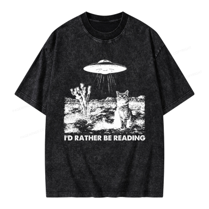 Pagewings I'd Rather Be Reading Unisex Washed T-shirt