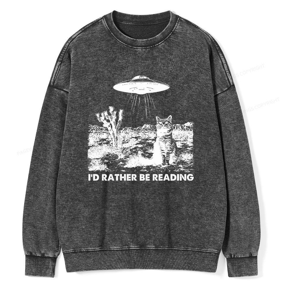 Pagewings I'd Rather Be Reading Unisex Washed Sweatshirt