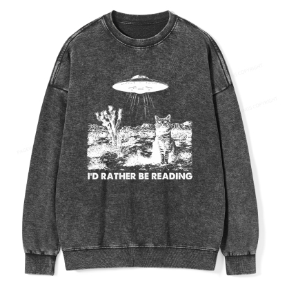 Pagewings I'd Rather Be Reading Unisex Washed Sweatshirt
