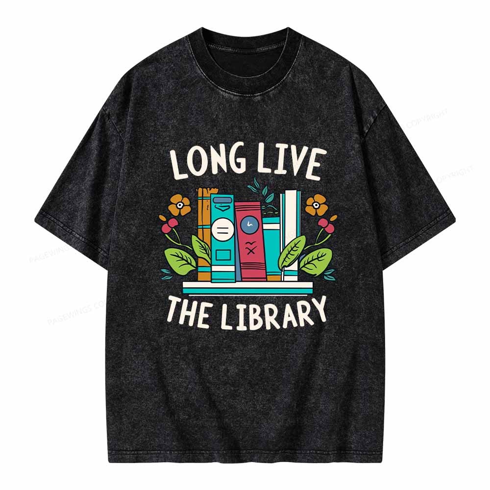 Pagewings Long Live The Library Unisex Washed T-shirt