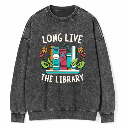 Pagewings Long Live The Library Unisex Washed Sweatshirt