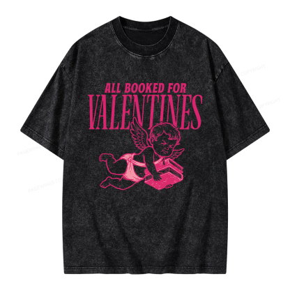 Pagewings All Booked For Valentine's Day Unisex Washed T-shirt