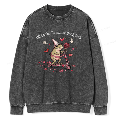 Pagewings Off to the Romance Book Club Unisex Washed Sweatshirt