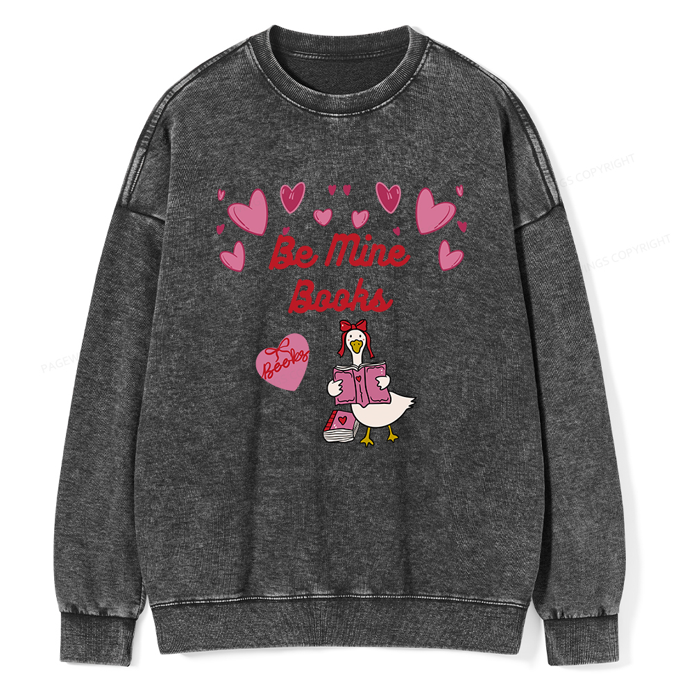 Pagewings Be Mine Books  Unisex Washed Sweatshirt