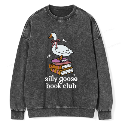 Pagewings Silly Goose Book Club Unisex Washed Sweatshirt