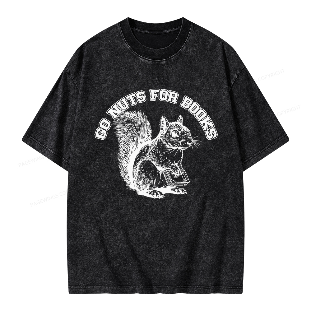 Pagewings Go Nuts For Books Unisex Washed T-shirt