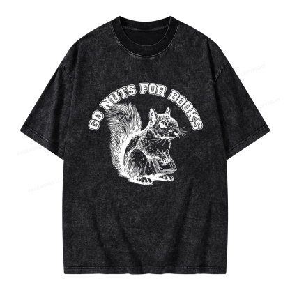 Pagewings Go Nuts For Books Unisex Washed T-shirt