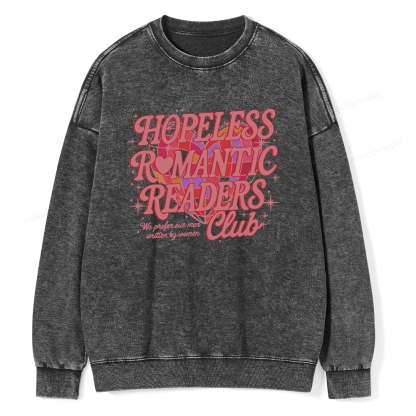 Pagewings Hopeless Romantic Readers Club Unisex Washed Sweatshirt