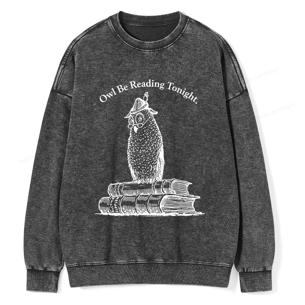 Pagewings Owl Be Reading Tonight Unisex Washed Sweatshirt
