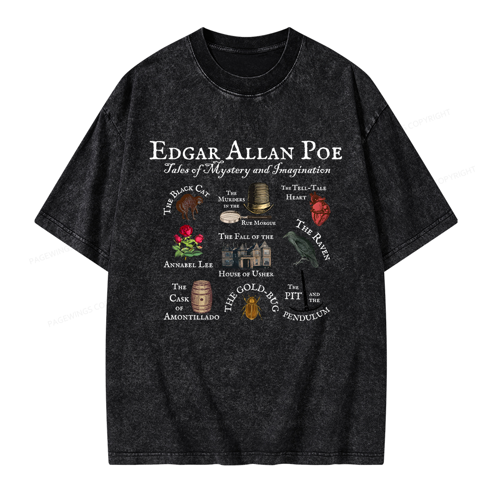 Pagewings Gothic Novel Lover Unisex Washed T-shirt