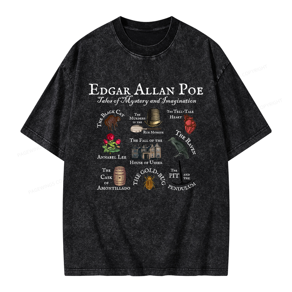 Pagewings Gothic Novel Lover Unisex Washed T-shirt