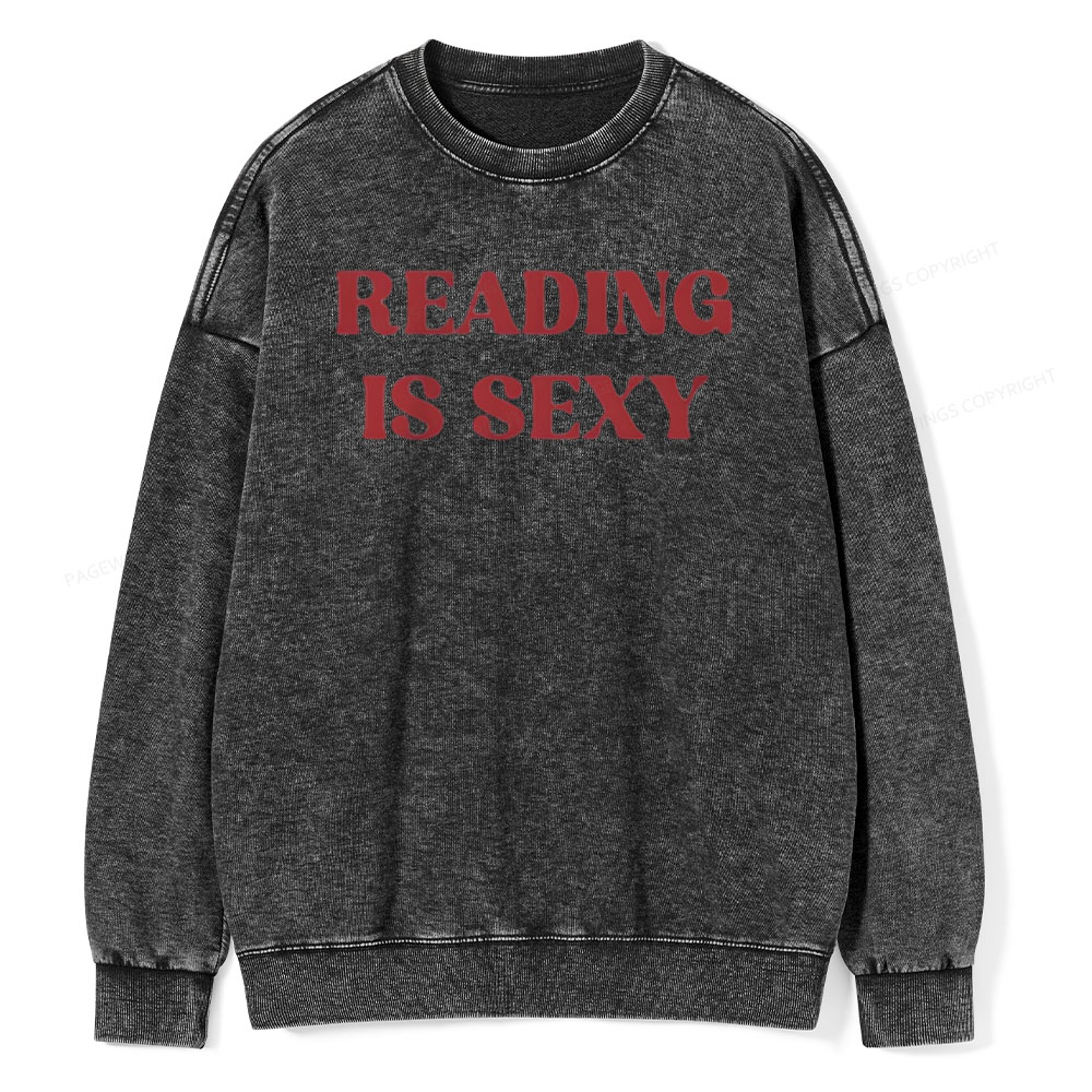 Pagewings Reading Is Sexy Shirt, Book Lover Shirt Unisex Washed Sweatshirt