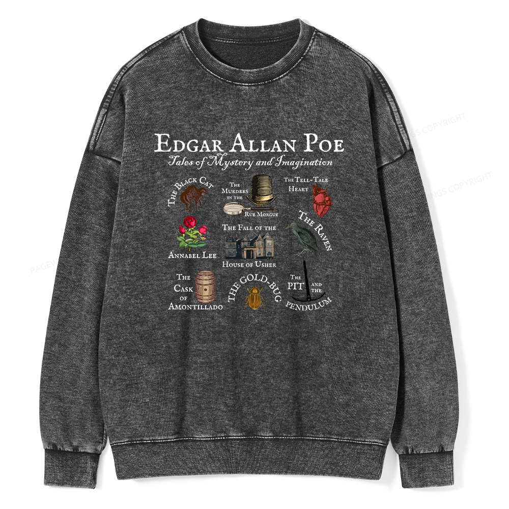 Pagewings Gothic Novel Lover Unisex Washed Sweatshirt