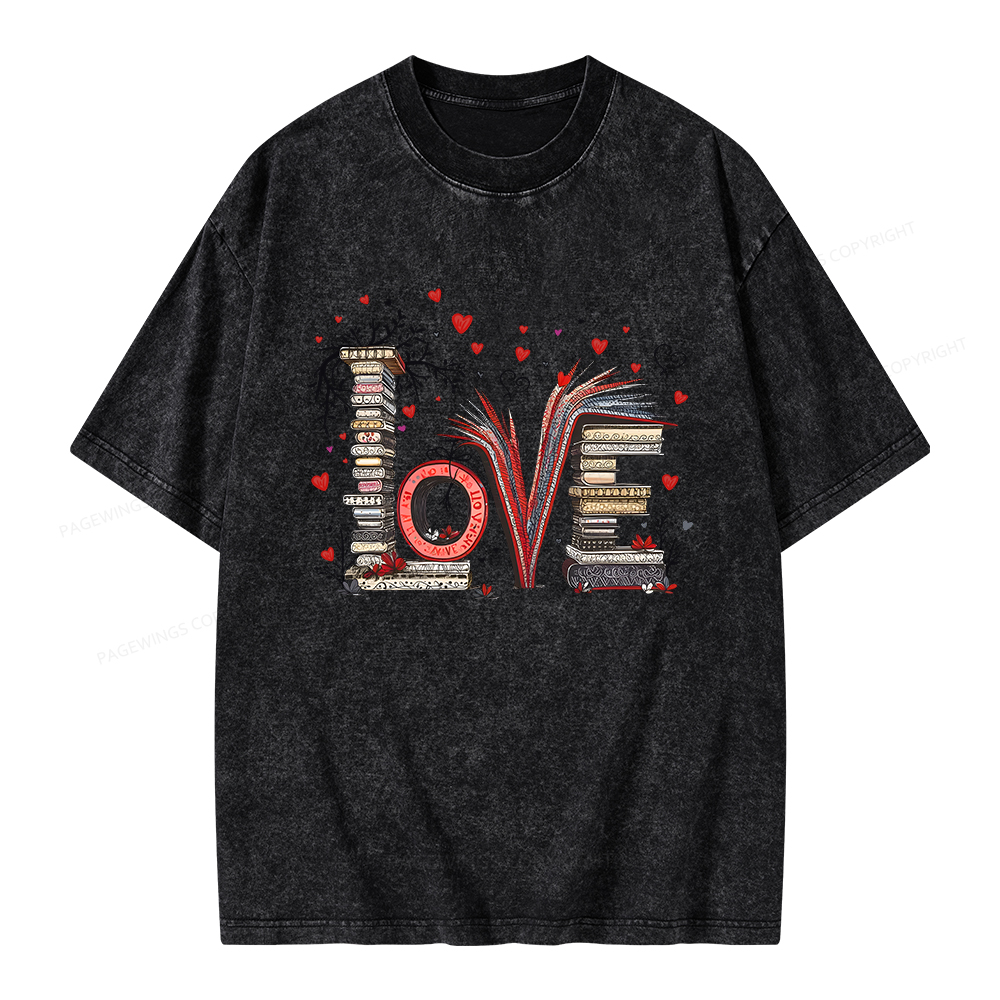Pagewings Love Books Unisex Washed T-shirt