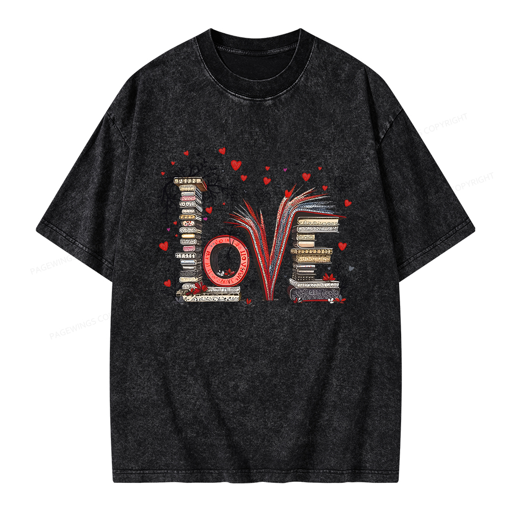 Pagewings Love Books Unisex Washed T-shirt