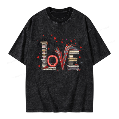 Pagewings Love Books Unisex Washed T-shirt