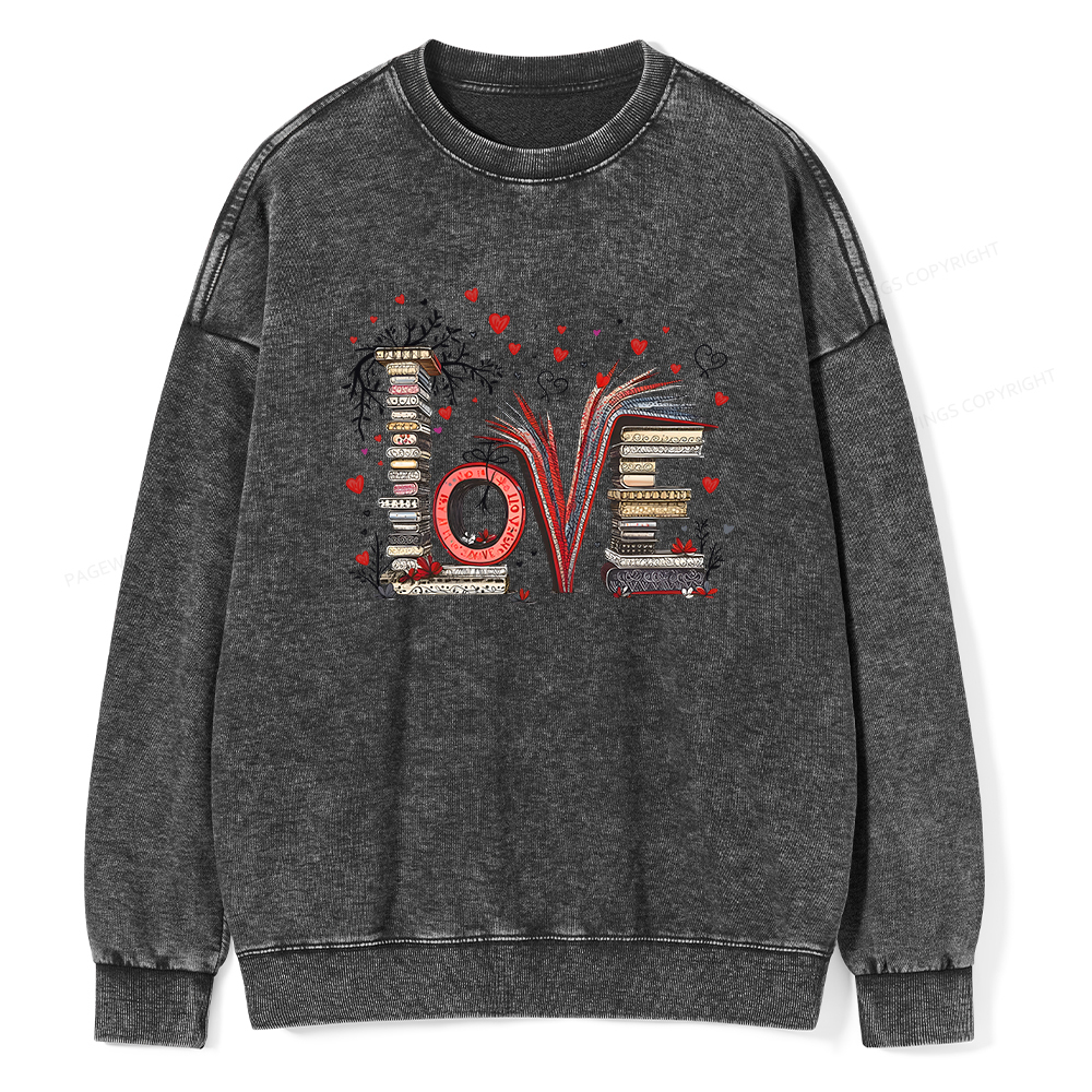 Pagewings Love Books Unisex Washed Sweatshirt