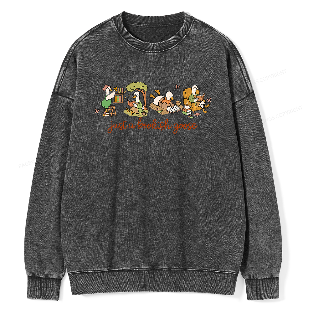 Pagewings Just a Bookish Goose Unisex Washed Sweatshirt