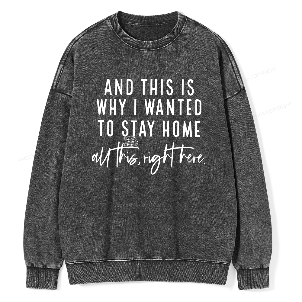 Pagewings And This Is Why I Wanted To Stay Home Unisex Washed Sweatshirt